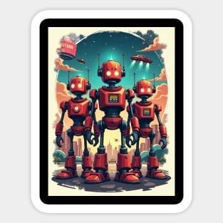 Retro Robot Revival: Vintage Visions of the Future Sticker